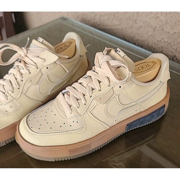 Nike Air Force 1 React Fontanka Khaki Leather Unisex Women 6.5 Casual Streetwear - Picture 3 of 10